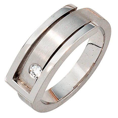 Damen Ring 950 Platin matt 1 Diamant Brillant 0 10ct. Platinring