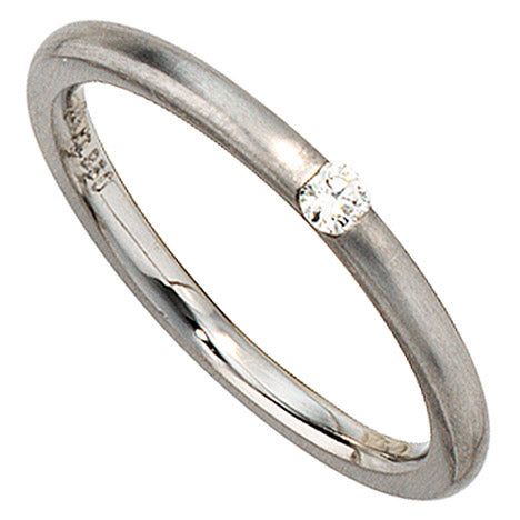 Damen Ring 950 Platin matt 1 Diamant Brillant 0 06ct. Platinring