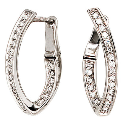 Creolen 585 Gold Weißgold 42 Diamanten Brillanten Ohrringe Weißgoldcreolen