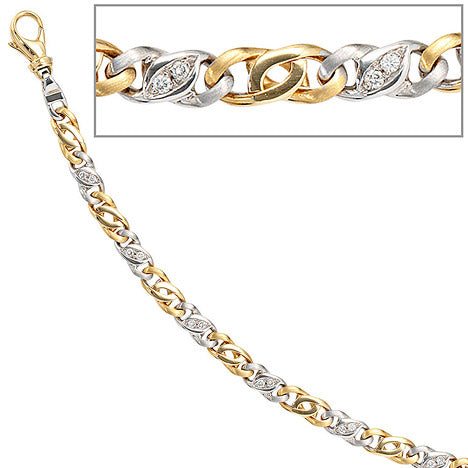 Armband 585 Gold Gelbgold Weißgold bicolor 16 Diamanten Brillanten 18 5 cm