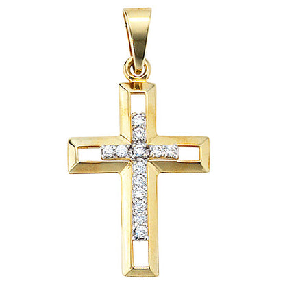 Anhänger Kreuz 333 Gold Gelbgold 13 Zirkonia Kreuzanhänger Goldkreuz