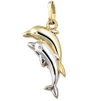 Kinder Anhänger Delfin Delfine 333 Gold bicolor Kinderanhänger Delfinanhänger