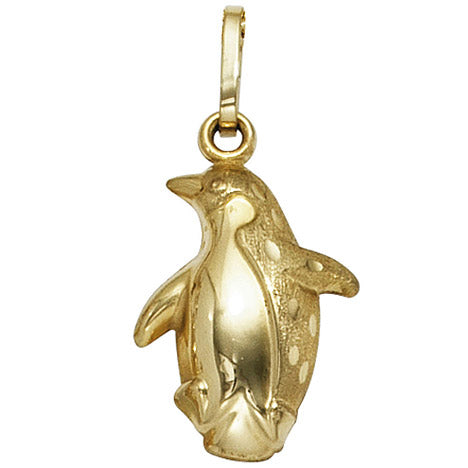 Kinder Anhänger Pinguin 333 Gold Gelbgold mattiert Kinderanhänger