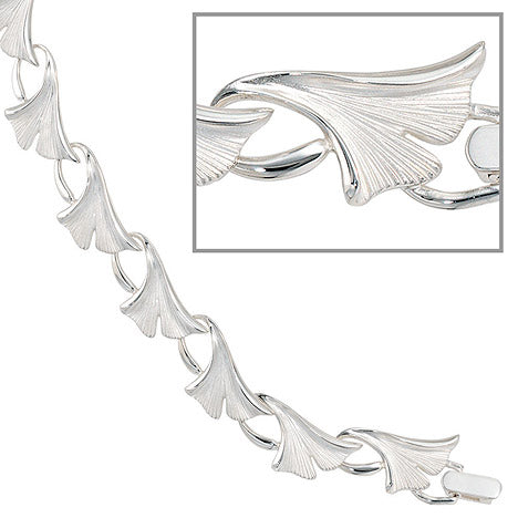 Armband Ginko Ginkgo 925 Sterling Silber mattiert 19 cm Silberarmband