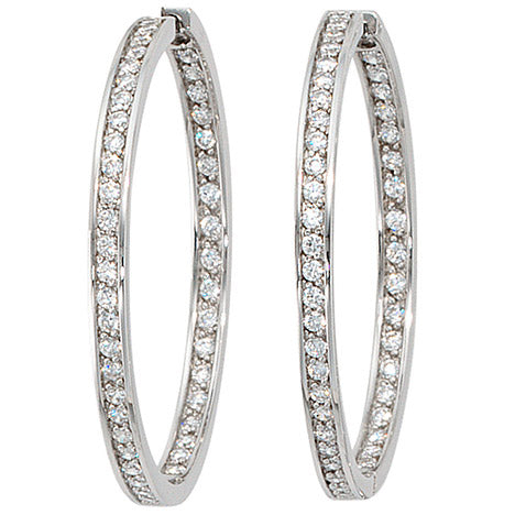 Creolen 925 Sterling Silber mit Zirkonia Ohrringe Silberohrringe Silbercreolen