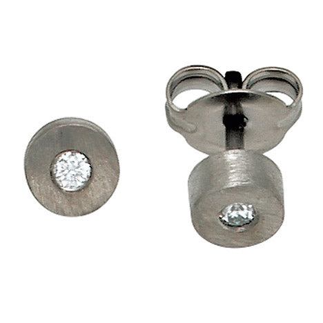 Ohrstecker Titan mattiert 2 Diamanten Brillanten 0 06ct. Ohrringe