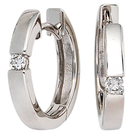Creolen rund 585 Gold Weißgold 2 Diamanten Brillanten 0 10ct. Ohrringe
