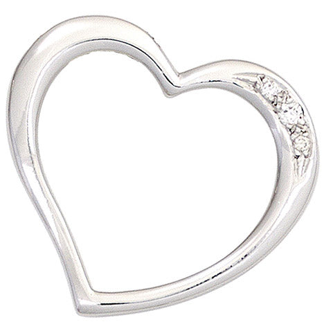 Anhänger Herz 585 Gold Weißgold 3 Diamanten Brillanten 0 03ct. Herzanhänger