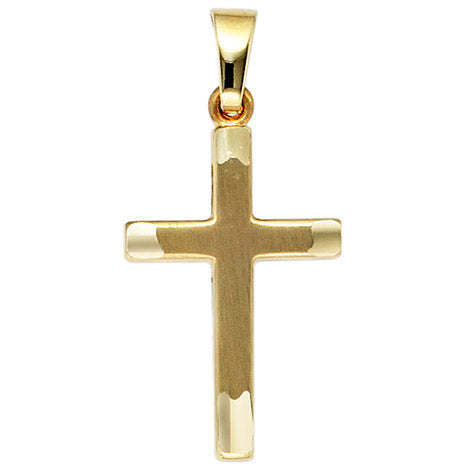 Anhänger Kreuz 333 Gold Gelbgold mattiert Kreuzanhänger Goldkreuz