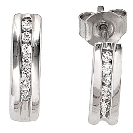 Halbcreolen 585 Gold Weißgold 14 Diamanten Brillanten 0 15ct. Ohrringe Creolen