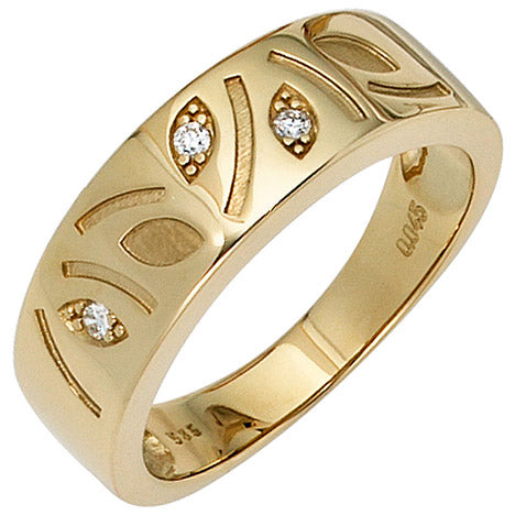 Damen Ring 585 Gold Gelbgold 3 Diamanten Brillanten 0 04ct. Goldring Diamantring