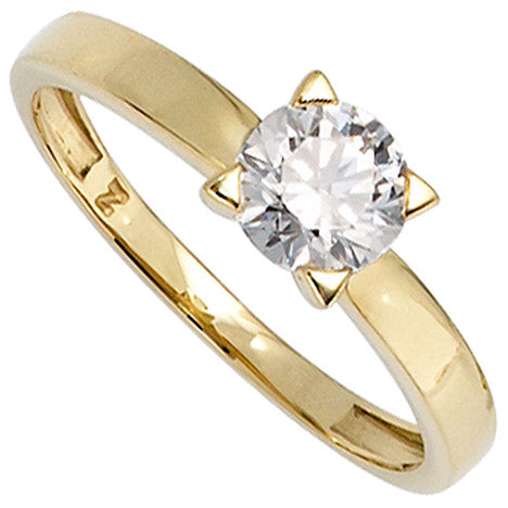 Damen Ring 333 Gold Gelbgold 1 Zirkonia Goldring