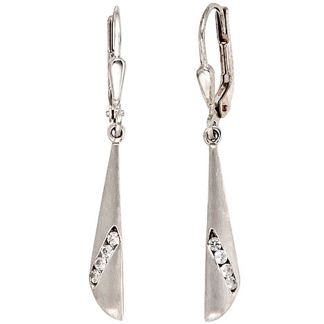 Boutons 333 Gold Weißgold mattiert 8 Zirkonia Ohrringe Ohrhänger Goldohrringe
