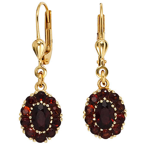 Boutons 375 Gold Gelbgold 22 Granate rot Ohrringe Ohrhänger Goldohrringe