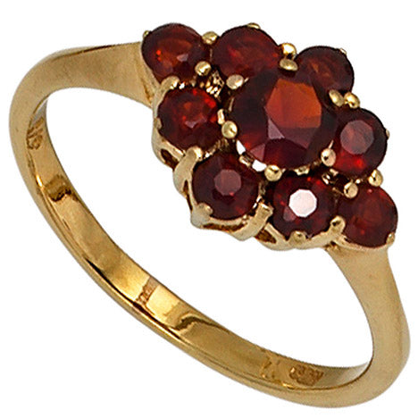 Damen Ring 375 Gold Gelbgold 9 Granate rot Goldring