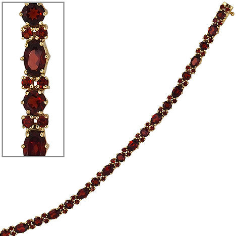 Armband 333 Gold Gelbgold und 72 Granate rot 19 cm Goldarmband