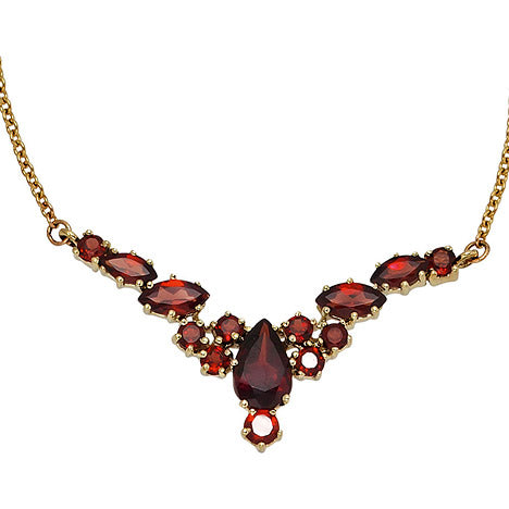 Collier Statement Halskette 333 Gold Gelbgold 14 Granate rot 42 cm Kette