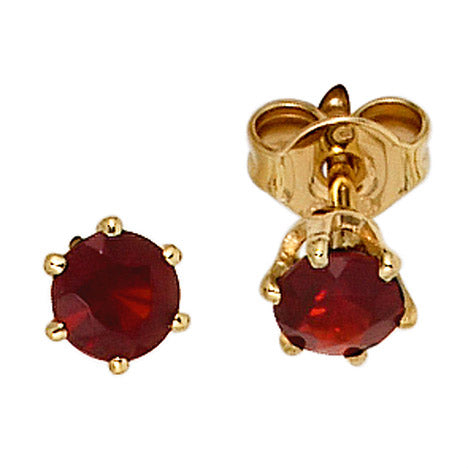 Ohrstecker rund 585 Gold Gelbgold 2 Granate rot Ohrringe Goldohrstecker