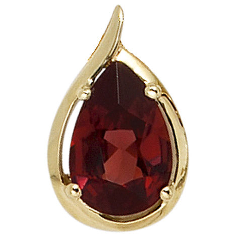 Anhänger Tropfen 585 Gold Gelbgold 1 Granat rot Goldanhänger