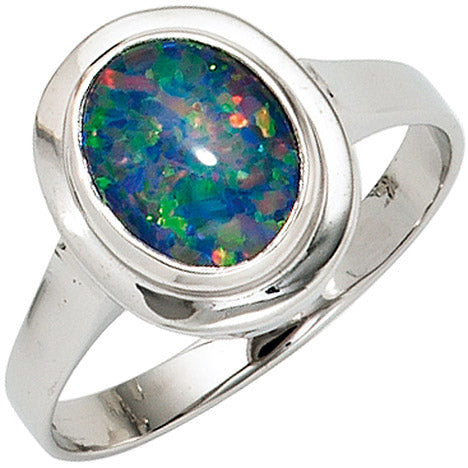 Damen Ring 585 Gold Weißgold 1 Opaltriplette Goldring