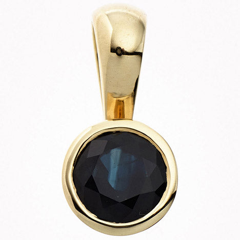 Anhänger rund 333 Gold Gelbgold 1 blauer Safir Goldanhänger