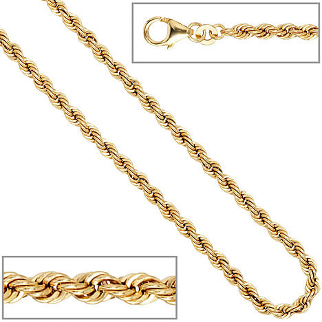Kordelkette 585 Gelbgold 3 2 mm 45 cm Gold Kette Halskette Goldkette Karabiner