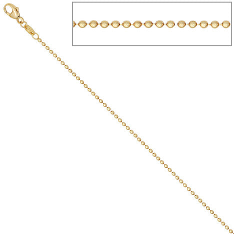Kugelkette 585 Gelbgold 1 5 mm 42 cm Gold Kette Halskette Goldkette Karabiner