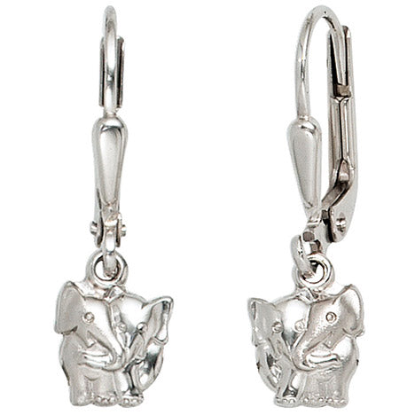 Kinder Boutons Elefant 925 Silber mattiert Ohrringe Ohrhänger Kinderohrringe