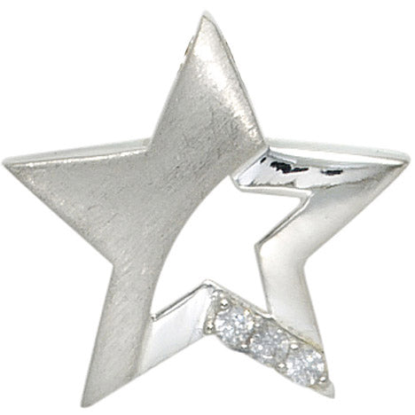 Kinder Anhänger Stern 925 Sterling Silber mattiert 3 Zirkonia Kinderanhänger