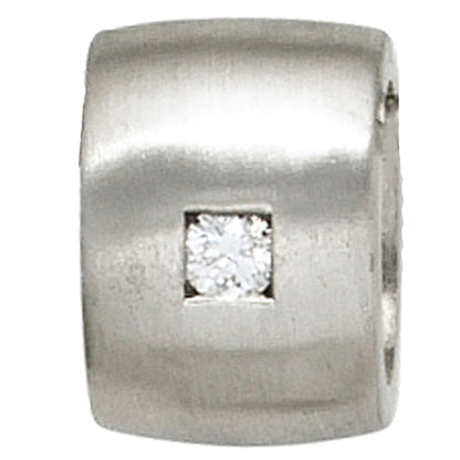 Anhänger 925 Sterling Silber rhodiniert mattiert 1 Diamant Brillant 0 05ct.