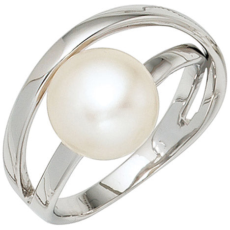 Damen Ring 925 Sterling Silber rhodiniert 1 Süßwasser Perle Perlenring