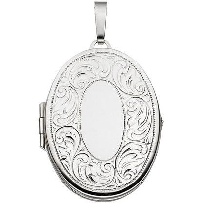Medaillon oval für 2 Fotos 925 Sterling Silber matt Anhänger zum Öffnen