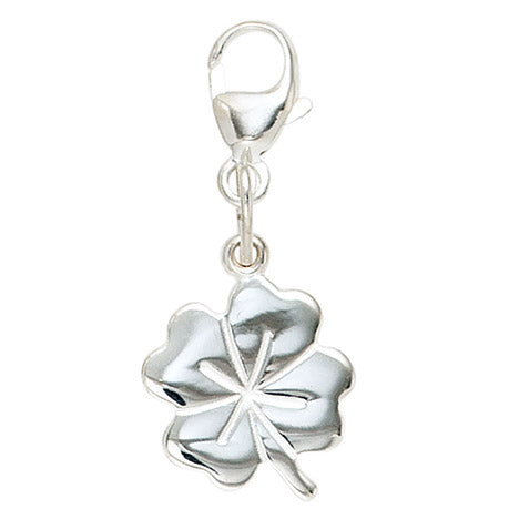 Einhänger Charm Kleeblatt 925 Sterling Silber rhodiniert Glücksbringer