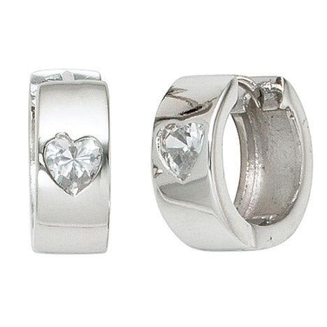 Creolen Herz 925 Sterling Silber 2 Zirkonia Ohrringe Silbercreolen