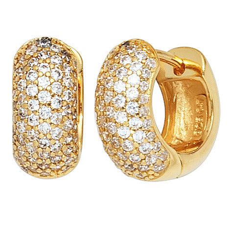 Creolen breit rund 925 Sterling Silber gold vergoldet mit Zirkonia Ohrringe