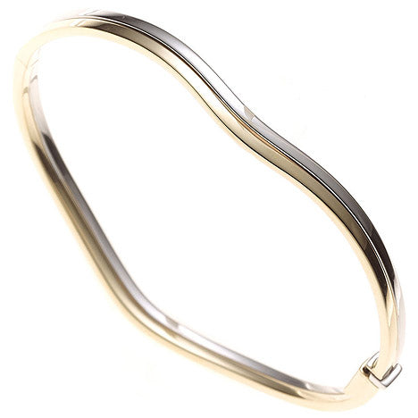 Armreif Armband oval 585 Gold Gelbgold Weißgold bicolor mit Struktur