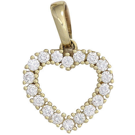 Anhänger Herz 585 Gold Gelbgold 18 Diamanten Brillanten 0 50ct. Herzanhänger