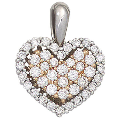 Anhänger Herz 585 Gold Weißgold Rotgold bicolor 43 Diamanten Brillanten
