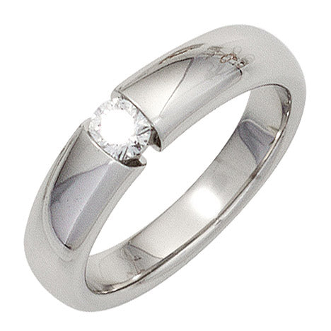 Damen Ring 585 Gold Weißgold 1 Diamant Brillant 0 20ct. Diamantring Weißgoldring