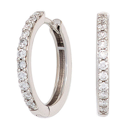 Creolen 585 Gold Weißgold 22 Diamanten Brillanten Ohrringe Diamantcreolen