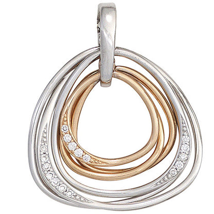 Anhänger 585 Gold Weißgold Rotgold bicolor 17 Diamanten Brillanten
