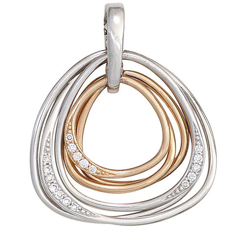 Anhänger 585 Gold Weißgold Rotgold bicolor 17 Diamanten Brillanten
