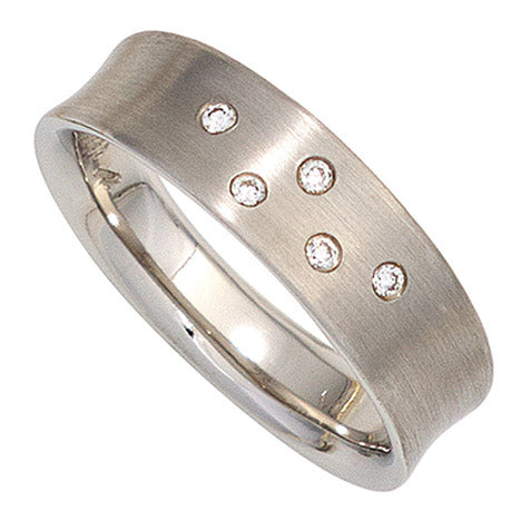 Damen Ring 950 Platin matt 5 Diamanten Brillanten 0 06ct. Platinring