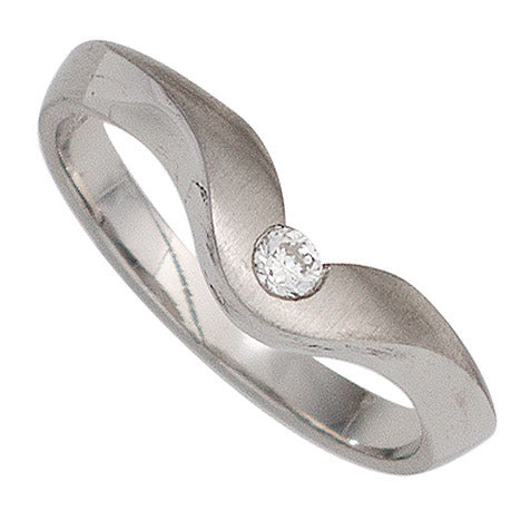 Damen Ring 950 Platin matt 1 Diamant Brillant 0 08ct. Platinring
