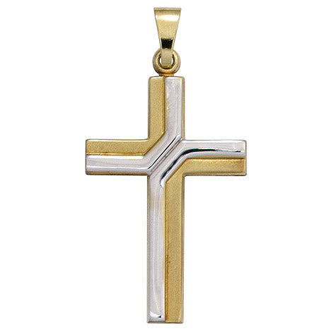 Anhänger Kreuz 333 Gold Gelbgold bicolor mattiert Kreuzanhänger Goldkreuz