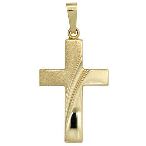 Anhänger Kreuz 585 Gold Gelbgold mattiert Kreuzanhänger Goldkreuz