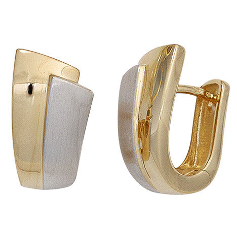 Creolen 585 Gold Gelbgold bicolor mattiert Ohrringe Goldohrringe Goldcreolen