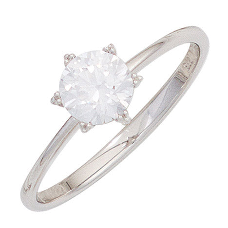Damen Ring 333 Gold Weißgold 1 Zirkonia Goldring