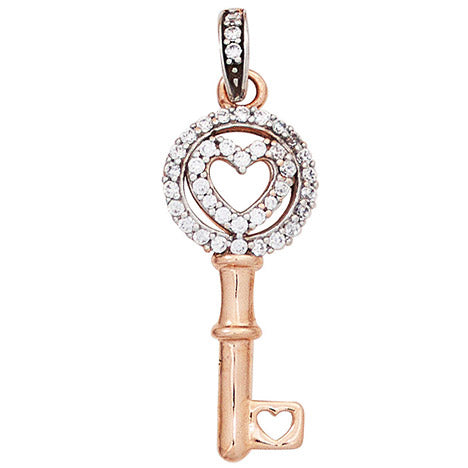 Anhänger Schlüssel 333 Gold Rotgold bicolor mit Zirkonia