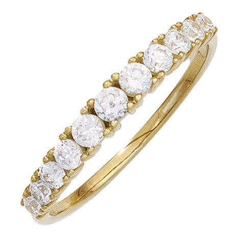 Damen Ring 333 Gold Gelbgold 11 Zirkonia Goldring